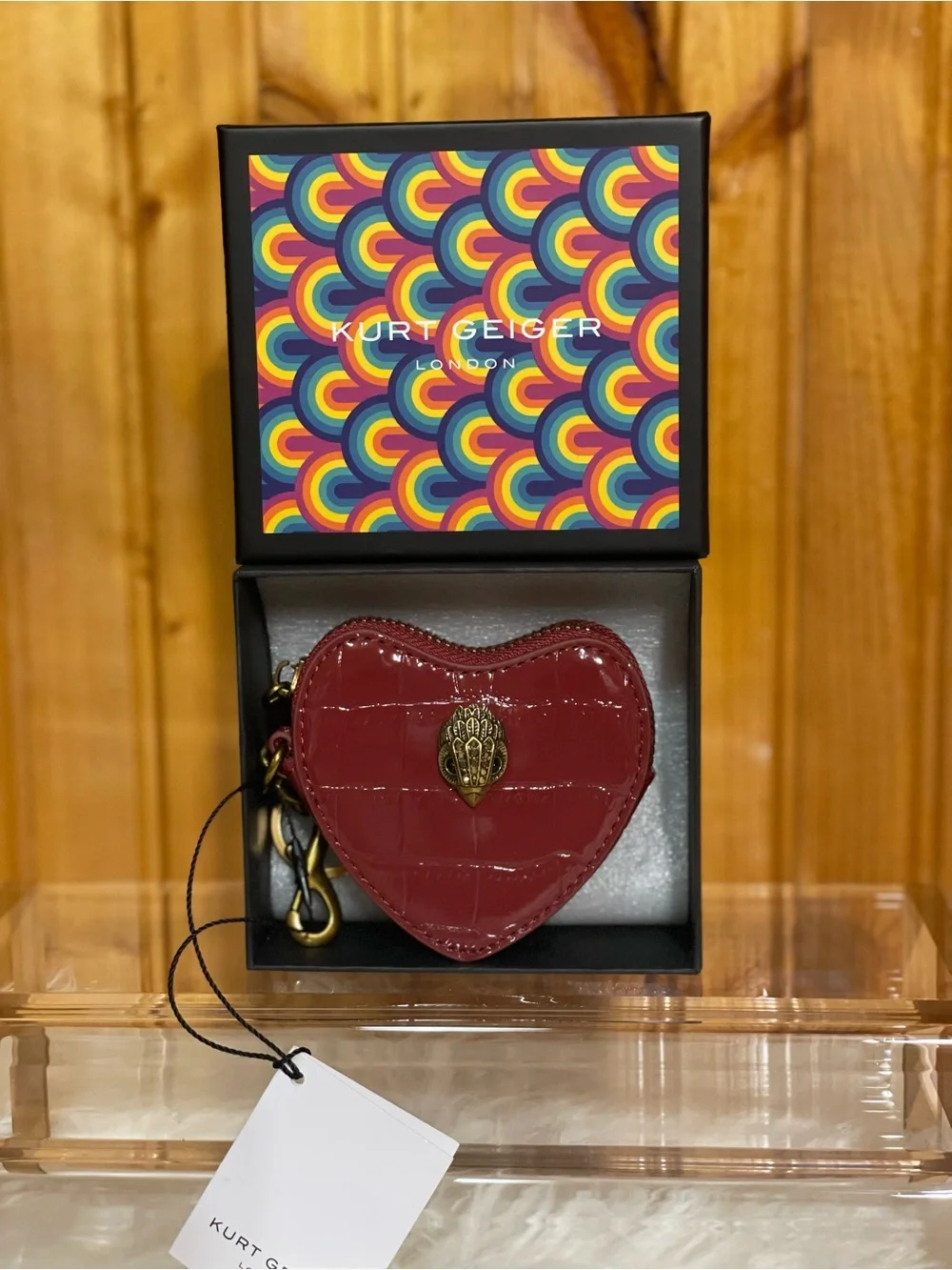 Kurt Geiger London Kensington Heart Charm Coin Pouch Keychain NWT in Box